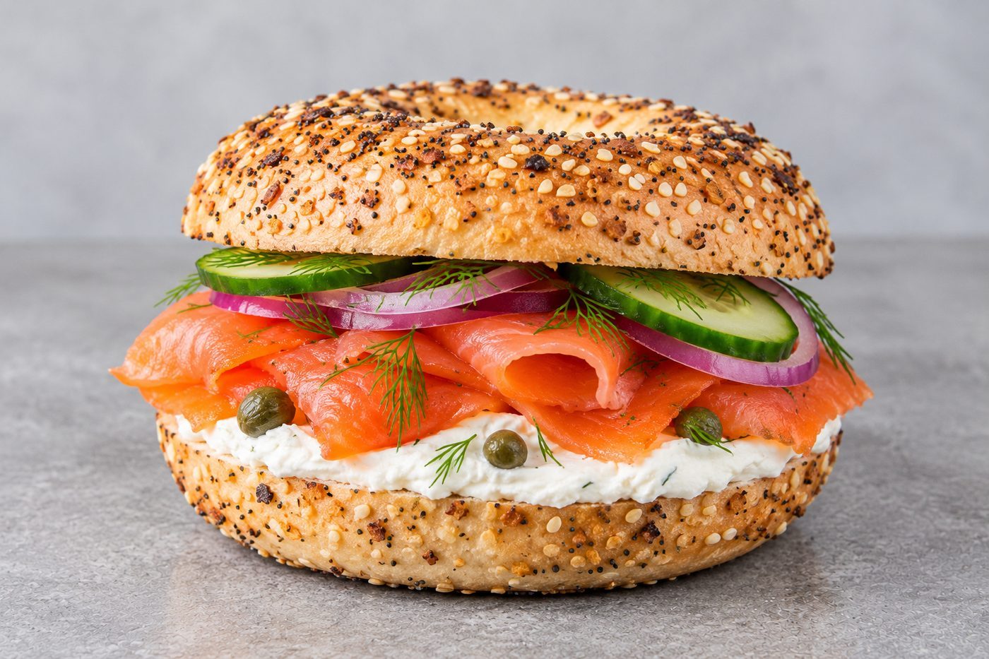 Bagel with Hot Smoked Salmon